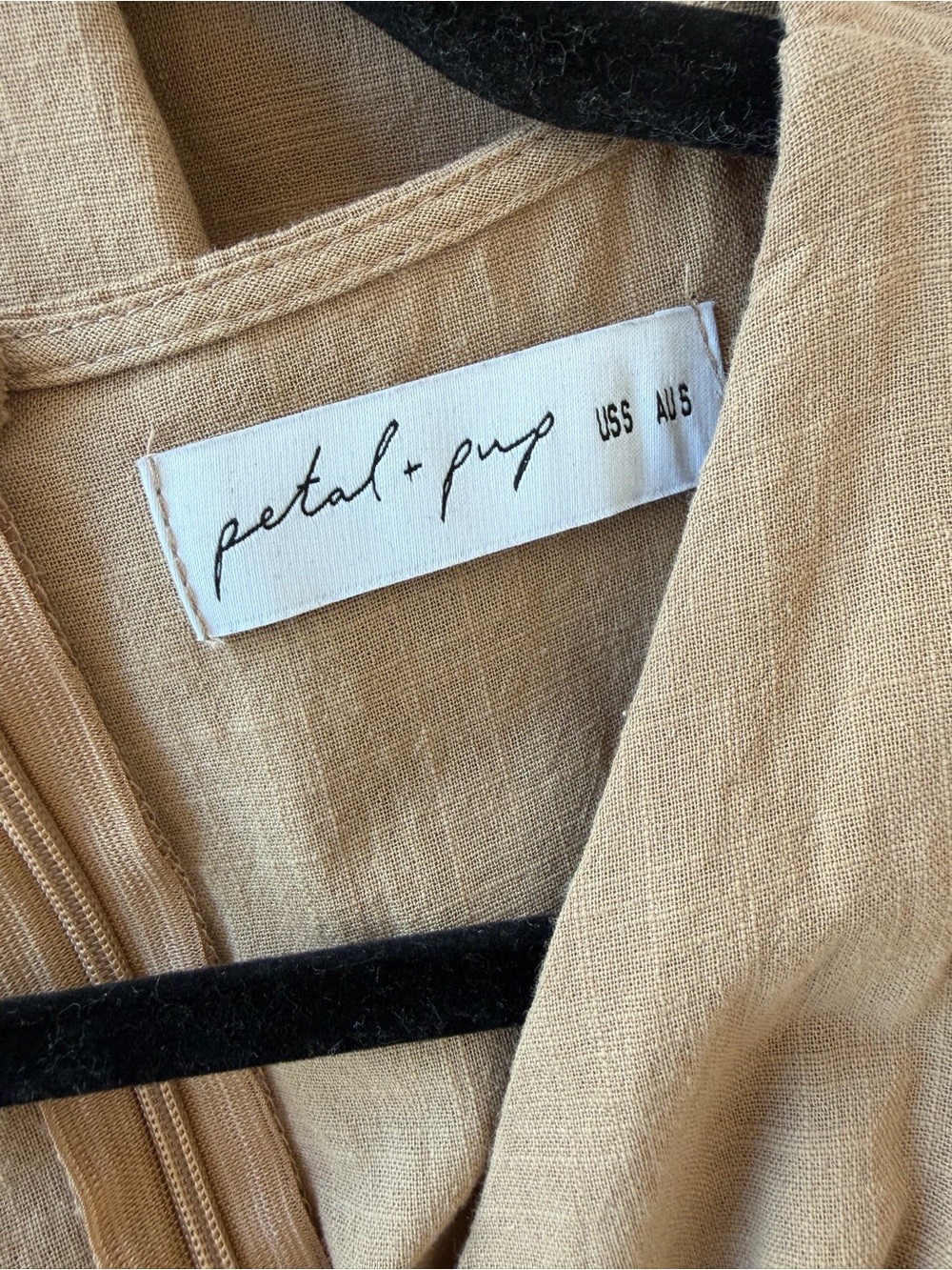 Petal + Pup, Tan Smocked Waist Midi Dress - Picture 8 of 8